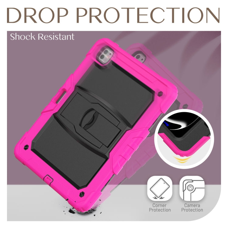 For iPad Pro 13 2024 Silicone Hydric PC Tablet Case with Shoulder Strap & Holder(Rose Red) - iPad Pro 13 2024 Cases by PMC TechLife | Online Shopping South Africa | PMC TechLife | Buy Now Pay Later Mobicred