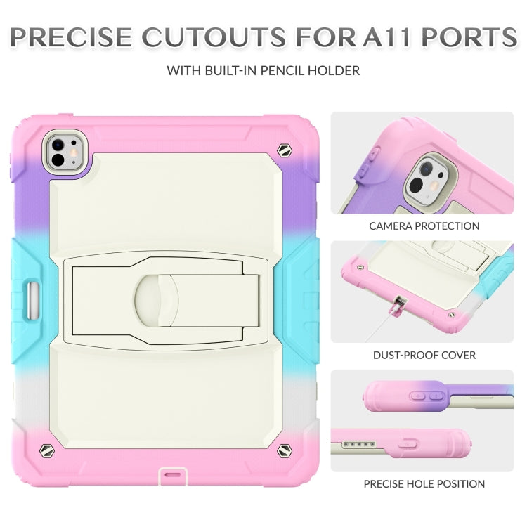 For iPad Pro 13 2024 Silicone Hydric PC Tablet Case with Shoulder Strap & Holder(Camouflage Pink) - iPad Pro 13 2024 Cases by PMC TechLife | Online Shopping South Africa | PMC TechLife | Buy Now Pay Later Mobicred