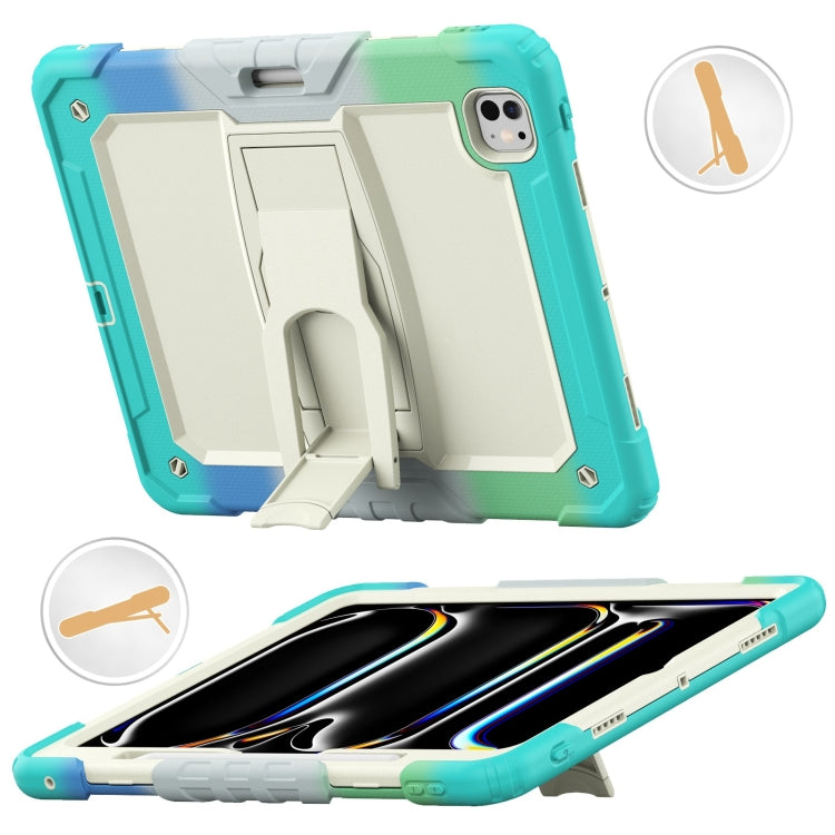For iPad Pro 13 2024 Silicone Hydric PC Tablet Case with Shoulder Strap & Holder(Camouflage Light Blue) - iPad Pro 13 2024 Cases by PMC TechLife | Online Shopping South Africa | PMC TechLife | Buy Now Pay Later Mobicred