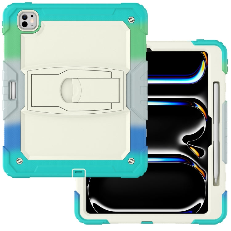 For iPad Pro 13 2024 Silicone Hydric PC Tablet Case with Shoulder Strap & Holder(Camouflage Light Blue) - iPad Pro 13 2024 Cases by PMC TechLife | Online Shopping South Africa | PMC TechLife | Buy Now Pay Later Mobicred