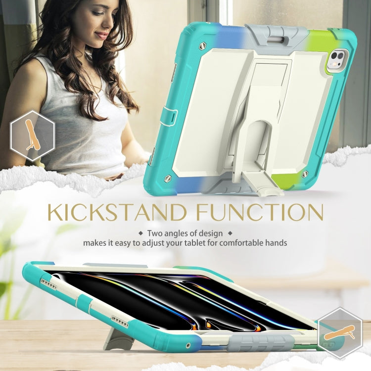 For iPad Pro 13 2024 Silicone Hydric PC Tablet Case with Shoulder Strap & Holder(Camouflage Light Blue) - iPad Pro 13 2024 Cases by PMC TechLife | Online Shopping South Africa | PMC TechLife | Buy Now Pay Later Mobicred