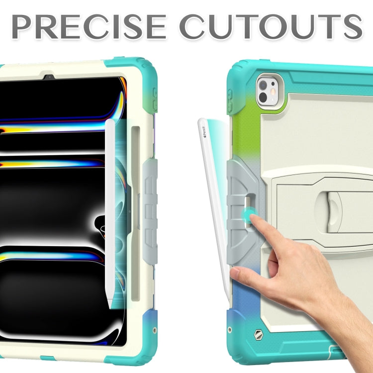 For iPad Pro 13 2024 Silicone Hydric PC Tablet Case with Shoulder Strap & Holder(Camouflage Light Blue) - iPad Pro 13 2024 Cases by PMC TechLife | Online Shopping South Africa | PMC TechLife | Buy Now Pay Later Mobicred