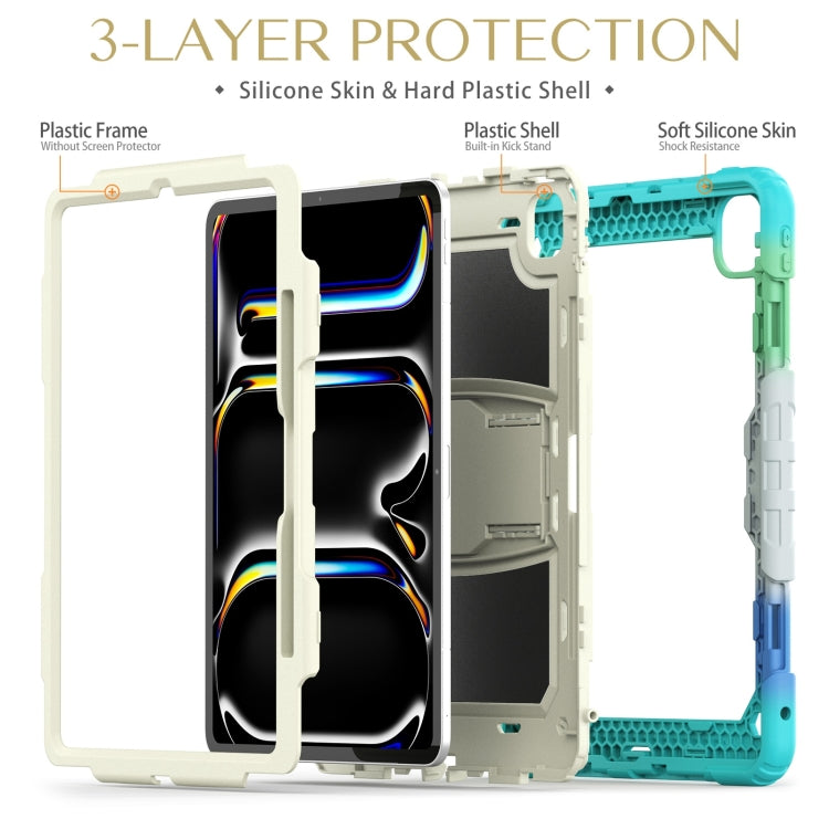 For iPad Pro 13 2024 Silicone Hydric PC Tablet Case with Shoulder Strap & Holder(Camouflage Light Blue) - iPad Pro 13 2024 Cases by PMC TechLife | Online Shopping South Africa | PMC TechLife | Buy Now Pay Later Mobicred