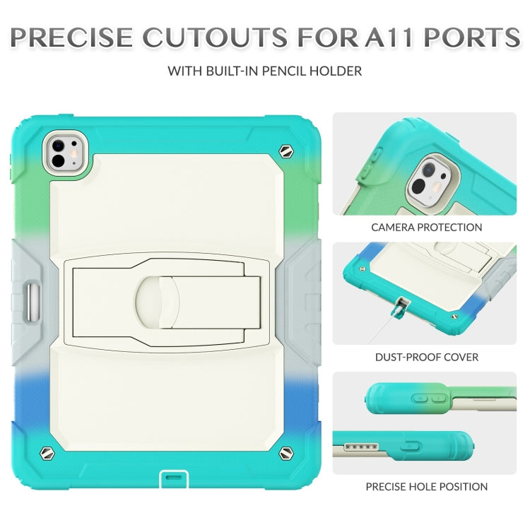 For iPad Pro 13 2024 Silicone Hydric PC Tablet Case with Shoulder Strap & Holder(Camouflage Light Blue) - iPad Pro 13 2024 Cases by PMC TechLife | Online Shopping South Africa | PMC TechLife | Buy Now Pay Later Mobicred