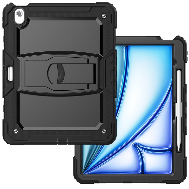 For iPad Air 13 2025 / 2024 Silicone Hydric PC Tablet Case with Shoulder Strap & Holder(Black) - iPad Air 13 2025 / 2024 Cases by PMC TechLife | Online Shopping South Africa | PMC TechLife | Buy Now Pay Later Mobicred