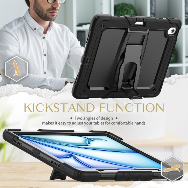 For iPad Air 13 2025 / 2024 Silicone Hydric PC Tablet Case with Shoulder Strap & Holder(Black) - iPad Air 13 2025 / 2024 Cases by PMC TechLife | Online Shopping South Africa | PMC TechLife | Buy Now Pay Later Mobicred