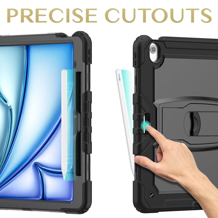 For iPad Air 13 2025 / 2024 Silicone Hydric PC Tablet Case with Shoulder Strap & Holder(Black) - iPad Air 13 2025 / 2024 Cases by PMC TechLife | Online Shopping South Africa | PMC TechLife | Buy Now Pay Later Mobicred