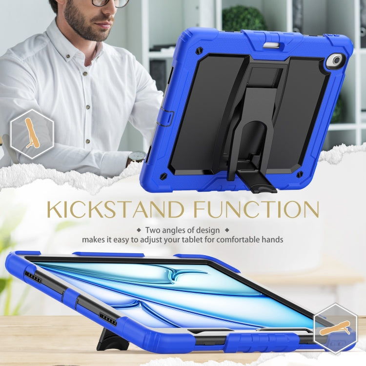 For iPad Air 13 2025 / 2024 Silicone Hydric PC Tablet Case with Shoulder Strap & Holder(Blue) - iPad Air 13 2025 / 2024 Cases by PMC TechLife | Online Shopping South Africa | PMC TechLife | Buy Now Pay Later Mobicred