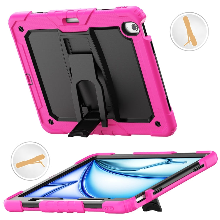 For iPad Air 13 2024 Silicone Hydric PC Tablet Case with Shoulder Strap & Holder(Rose Red) - iPad Air 13 2024 Cases by PMC TechLife | Online Shopping South Africa | PMC TechLife | Buy Now Pay Later Mobicred