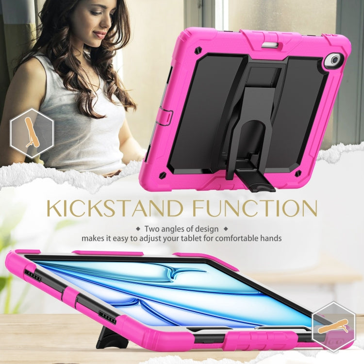 For iPad Air 13 2024 Silicone Hydric PC Tablet Case with Shoulder Strap & Holder(Rose Red) - iPad Air 13 2024 Cases by PMC TechLife | Online Shopping South Africa | PMC TechLife | Buy Now Pay Later Mobicred