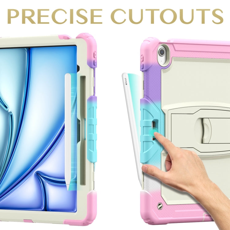 For iPad Air 13 2024 Silicone Hydric PC Tablet Case with Shoulder Strap & Holder(Camouflage Pink) - iPad Air 13 2024 Cases by PMC TechLife | Online Shopping South Africa | PMC TechLife | Buy Now Pay Later Mobicred