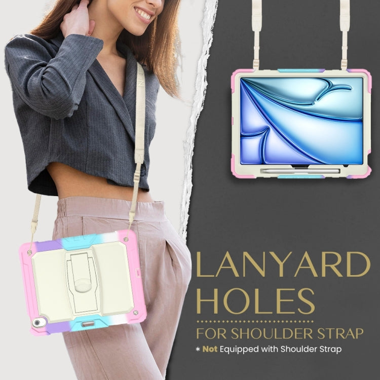 For iPad Air 13 2024 Silicone Hydric PC Tablet Case with Shoulder Strap & Holder(Camouflage Pink) - iPad Air 13 2024 Cases by PMC TechLife | Online Shopping South Africa | PMC TechLife | Buy Now Pay Later Mobicred