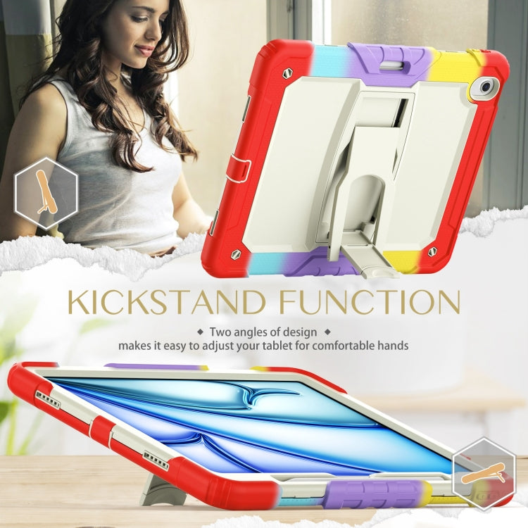 For iPad Air 13 2024 Silicone Hydric PC Tablet Case with Shoulder Strap & Holder(Camouflage Red) - iPad Air 13 2024 Cases by PMC TechLife | Online Shopping South Africa | PMC TechLife | Buy Now Pay Later Mobicred