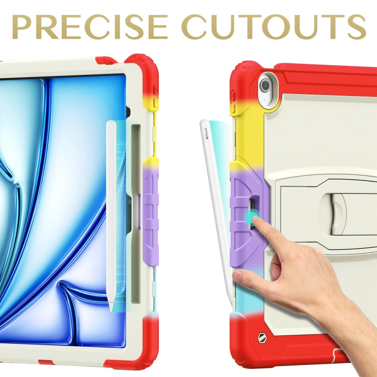 For iPad Air 13 2024 Silicone Hydric PC Tablet Case with Shoulder Strap & Holder(Camouflage Red) - iPad Air 13 2024 Cases by PMC TechLife | Online Shopping South Africa | PMC TechLife | Buy Now Pay Later Mobicred