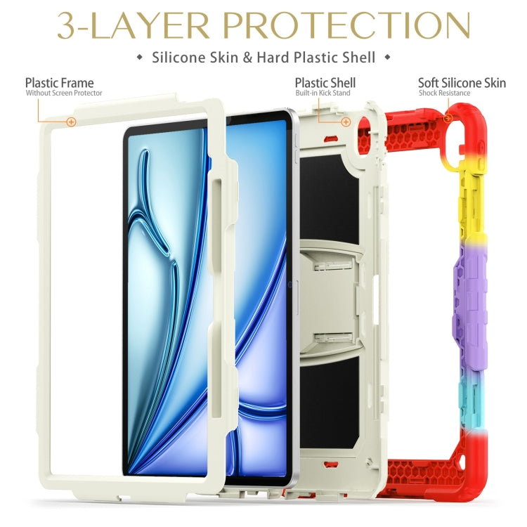 For iPad Air 13 2024 Silicone Hydric PC Tablet Case with Shoulder Strap & Holder(Camouflage Red) - iPad Air 13 2024 Cases by PMC TechLife | Online Shopping South Africa | PMC TechLife | Buy Now Pay Later Mobicred