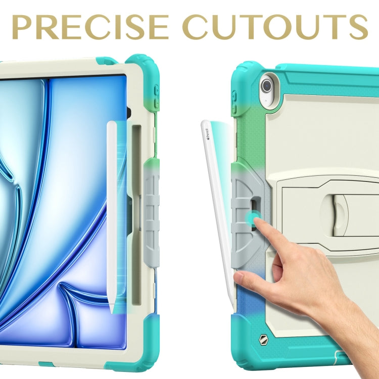 For iPad Air 13 2025 / 2024 Silicone Hydric PC Tablet Case with Shoulder Strap & Holder(Camouflage Light Blue) - iPad Air 13 2025 / 2024 Cases by PMC TechLife | Online Shopping South Africa | PMC TechLife | Buy Now Pay Later Mobicred