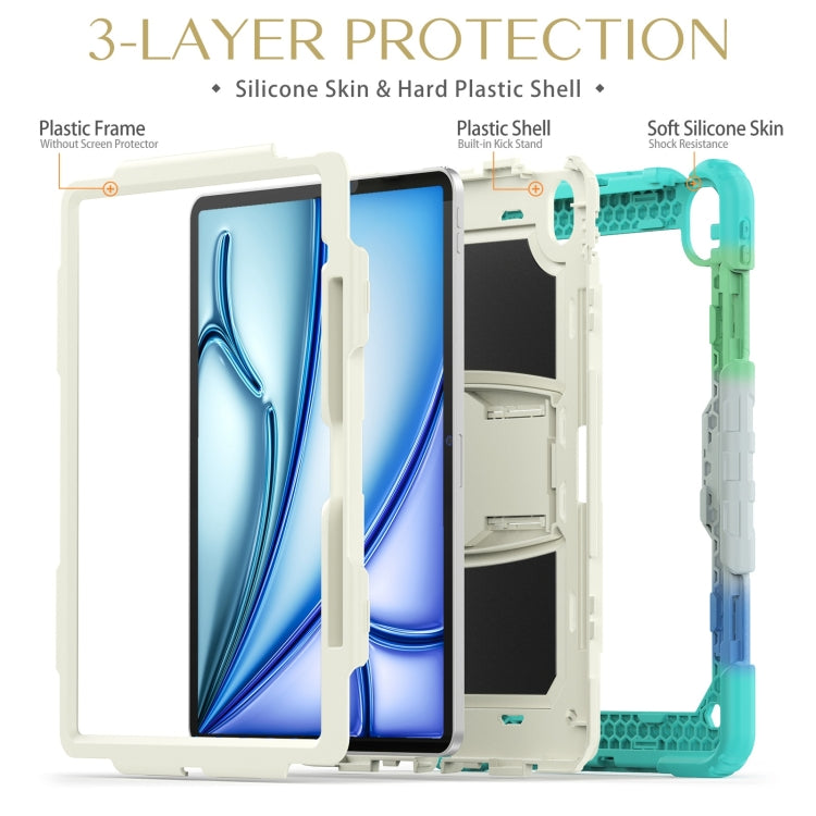 For iPad Air 13 2025 / 2024 Silicone Hydric PC Tablet Case with Shoulder Strap & Holder(Camouflage Light Blue) - iPad Air 13 2025 / 2024 Cases by PMC TechLife | Online Shopping South Africa | PMC TechLife | Buy Now Pay Later Mobicred