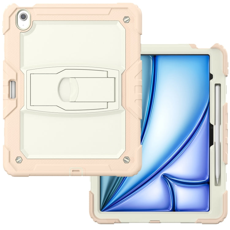For iPad Air 13 2025 / 2024 Silicone Hydric PC Tablet Case with Shoulder Strap & Holder(Beige Rose Gold) - iPad Air 13 2025 / 2024 Cases by PMC TechLife | Online Shopping South Africa | PMC TechLife | Buy Now Pay Later Mobicred