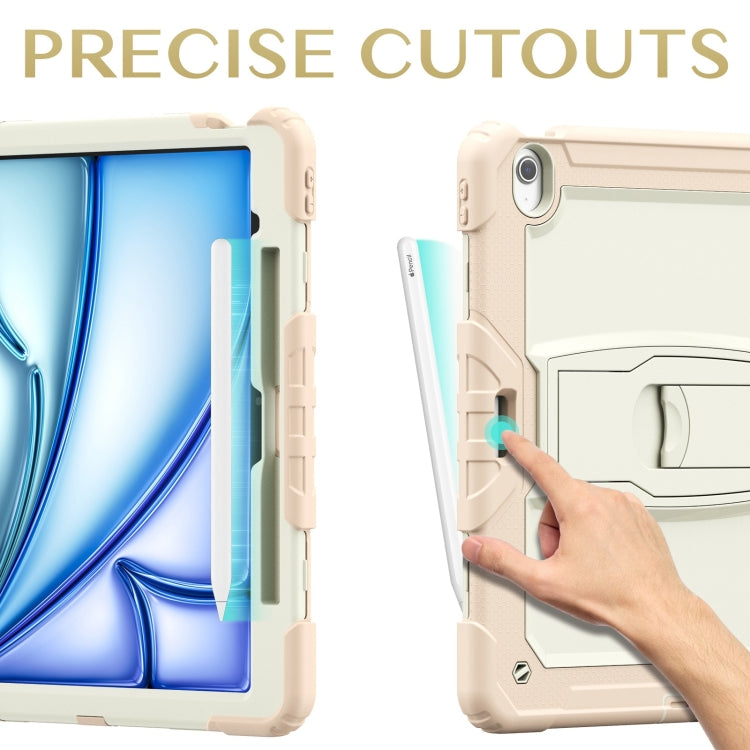 For iPad Air 13 2025 / 2024 Silicone Hydric PC Tablet Case with Shoulder Strap & Holder(Beige Rose Gold) - iPad Air 13 2025 / 2024 Cases by PMC TechLife | Online Shopping South Africa | PMC TechLife | Buy Now Pay Later Mobicred