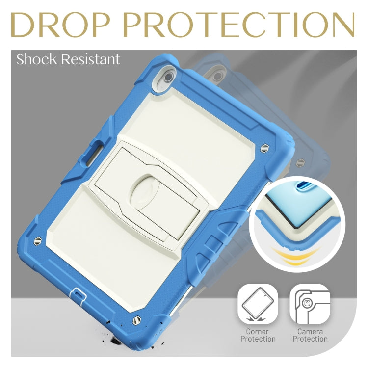 For iPad Air 13 2024 Silicone Hydric PC Tablet Case with Shoulder Strap & Holder(Beige Cyan-blue) - iPad Air 13 2024 Cases by PMC TechLife | Online Shopping South Africa | PMC TechLife | Buy Now Pay Later Mobicred