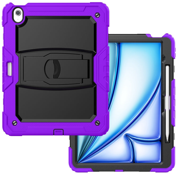 For iPad Air 13 2025 / 2024 Silicone Hydric PC Tablet Case with Shoulder Strap & Holder(Purple) - iPad Air 13 2025 / 2024 Cases by PMC TechLife | Online Shopping South Africa | PMC TechLife | Buy Now Pay Later Mobicred
