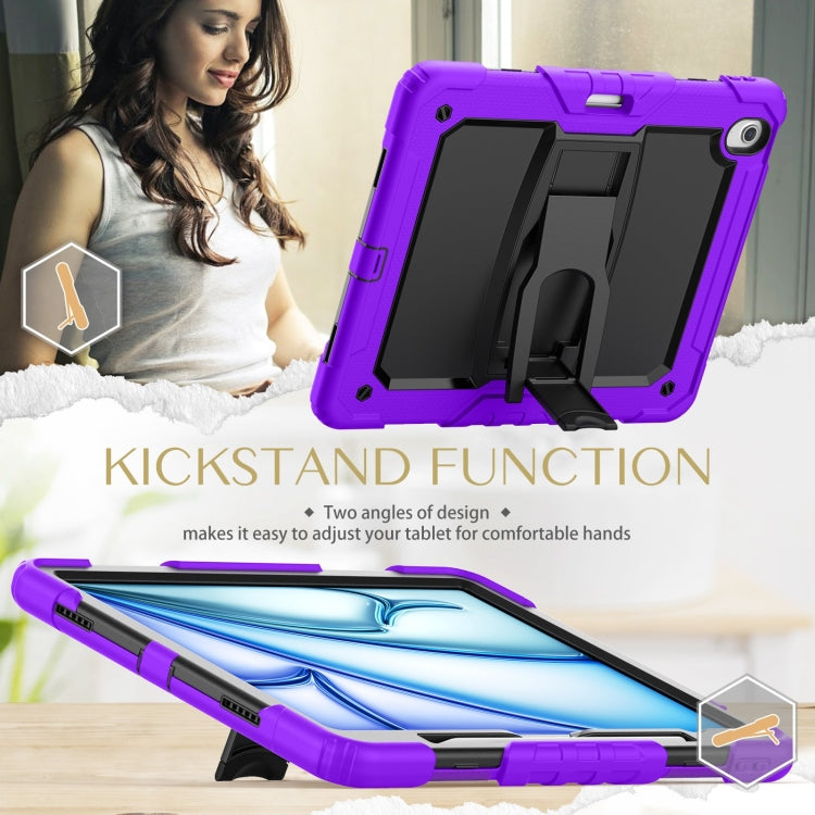 For iPad Air 13 2025 / 2024 Silicone Hydric PC Tablet Case with Shoulder Strap & Holder(Purple) - iPad Air 13 2025 / 2024 Cases by PMC TechLife | Online Shopping South Africa | PMC TechLife | Buy Now Pay Later Mobicred