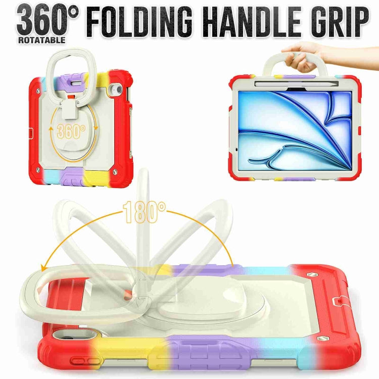 For iPad Air 11 2025 / 2024 Handle Silicone Hydric PC Tablet Case with Shoulder Strap(Rainbow Red) - free shipping - PMC TechLife - Order now!