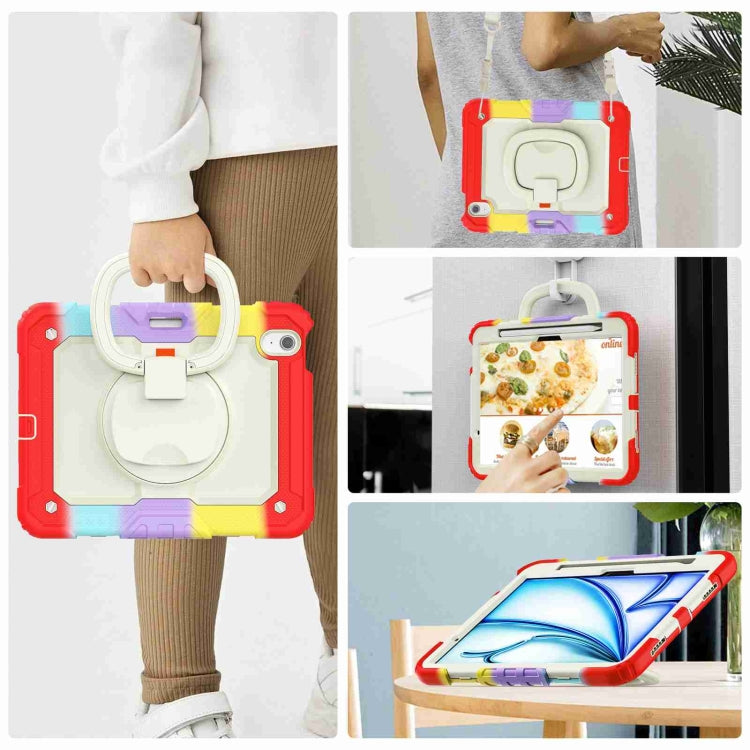 For iPad Air 11 2025 / 2024 Handle Silicone Hydric PC Tablet Case with Shoulder Strap(Rainbow Red) - free shipping - PMC TechLife - Order now!