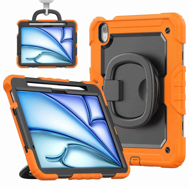 For iPad Air 11 2025 / 2024 Handle Silicone Hydric PC Tablet Case with Shoulder Strap(Orange) - iPad Air 11 2025 / 2024 Cases by PMC TechLife | Online Shopping South Africa | PMC TechLife | Buy Now Pay Later Mobicred