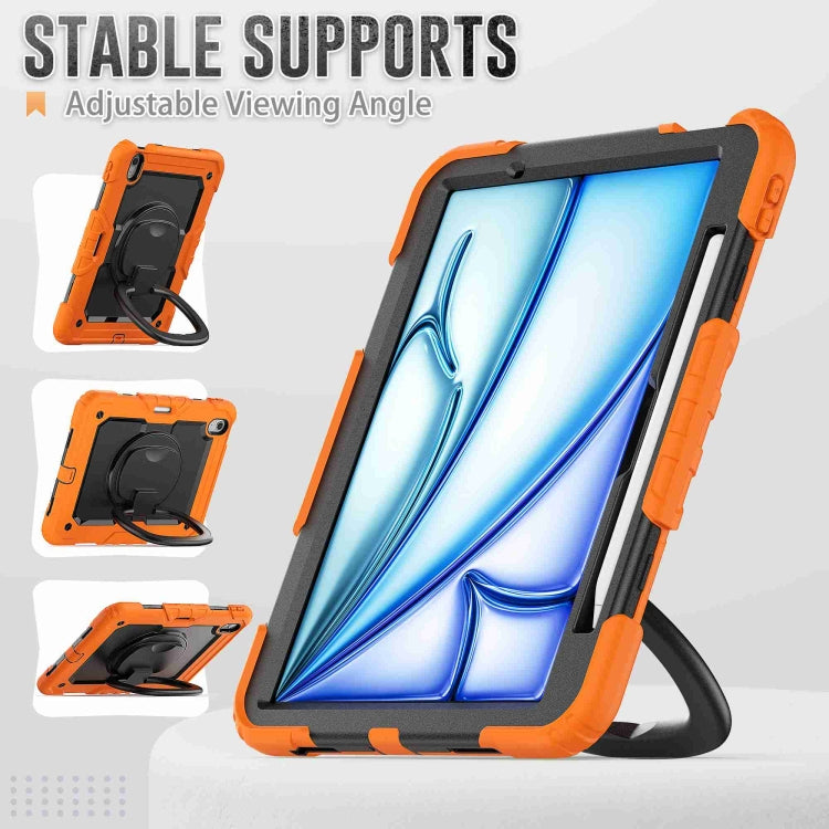 For iPad Air 11 2025 / 2024 Handle Silicone Hydric PC Tablet Case with Shoulder Strap(Orange) - iPad Air 11 2025 / 2024 Cases by PMC TechLife | Online Shopping South Africa | PMC TechLife | Buy Now Pay Later Mobicred