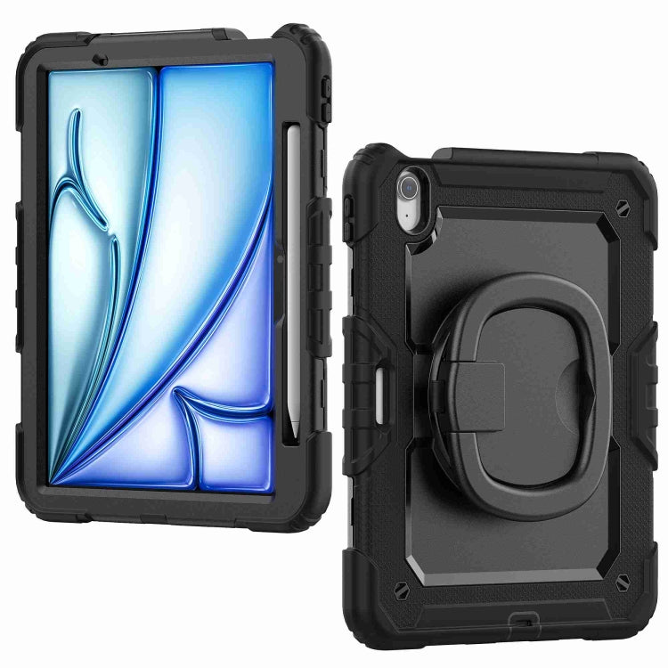 For iPad Air 11 2024 Handle Silicone Hydric PC Tablet Case with Shoulder Strap(Black) - iPad Air 11 2024 Cases by PMC TechLife | Online Shopping South Africa | PMC TechLife | Buy Now Pay Later Mobicred
