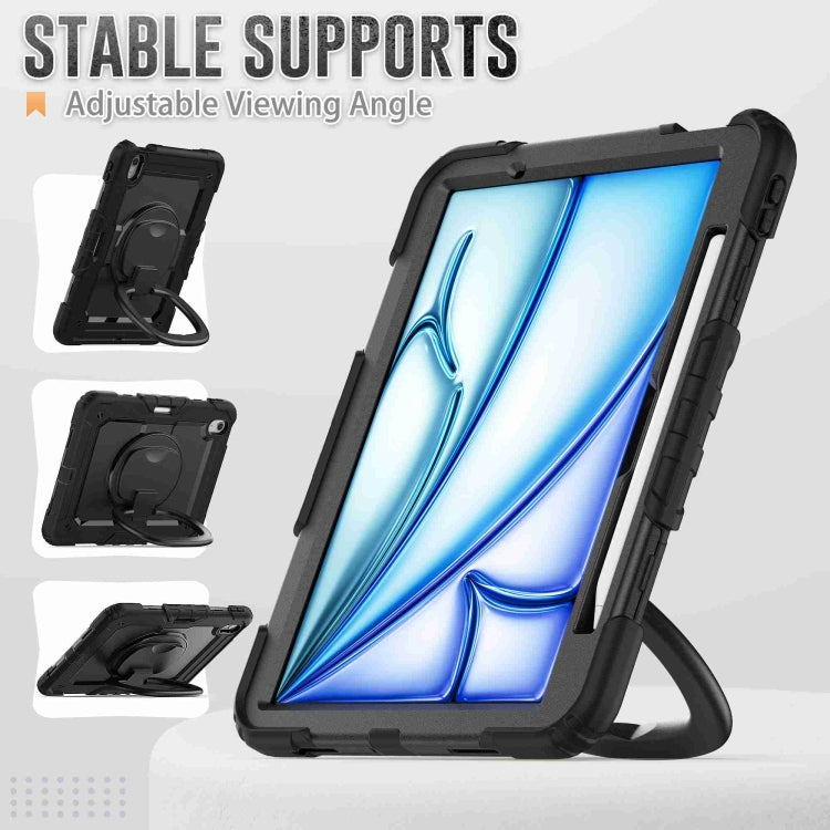 For iPad Air 11 2024 Handle Silicone Hydric PC Tablet Case with Shoulder Strap(Black) - iPad Air 11 2024 Cases by PMC TechLife | Online Shopping South Africa | PMC TechLife | Buy Now Pay Later Mobicred