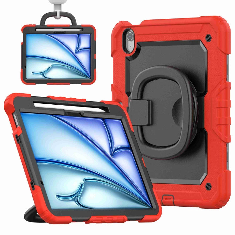 For iPad Air 11 2024 Handle Silicone Hydric PC Tablet Case with Shoulder Strap(Red) - iPad Air 11 2024 Cases by PMC TechLife | Online Shopping South Africa | PMC TechLife | Buy Now Pay Later Mobicred