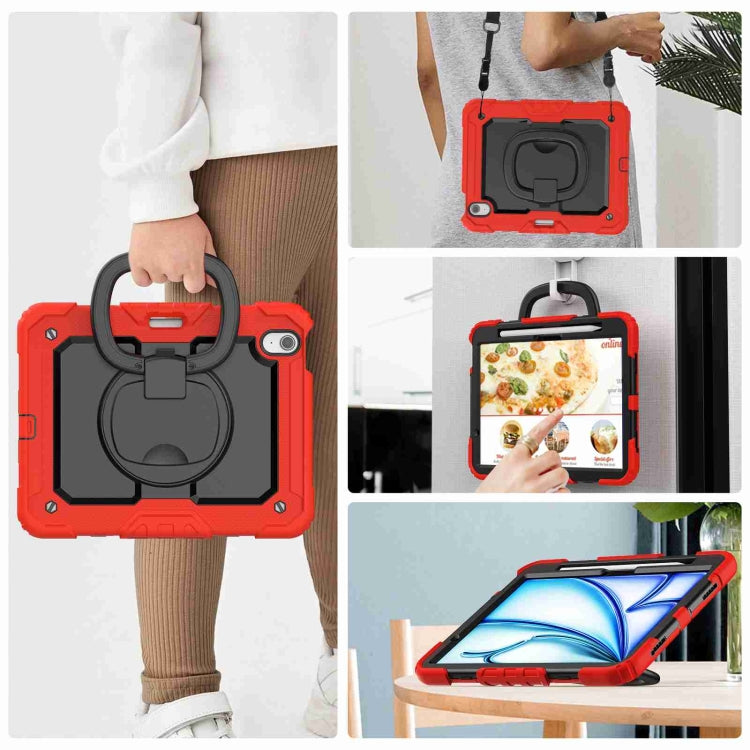 For iPad Air 11 2024 Handle Silicone Hydric PC Tablet Case with Shoulder Strap(Red) - iPad Air 11 2024 Cases by PMC TechLife | Online Shopping South Africa | PMC TechLife | Buy Now Pay Later Mobicred