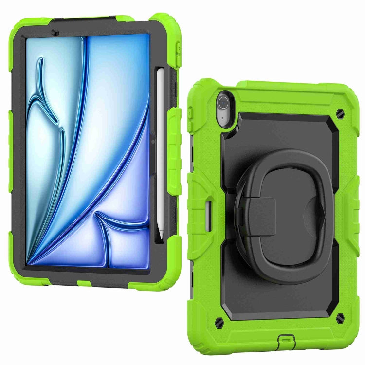 For iPad Air 11 2024 Handle Silicone Hydric PC Tablet Case with Shoulder Strap(Yellow Grenn) - iPad Air 11 2024 Cases by PMC TechLife | Online Shopping South Africa | PMC TechLife | Buy Now Pay Later Mobicred