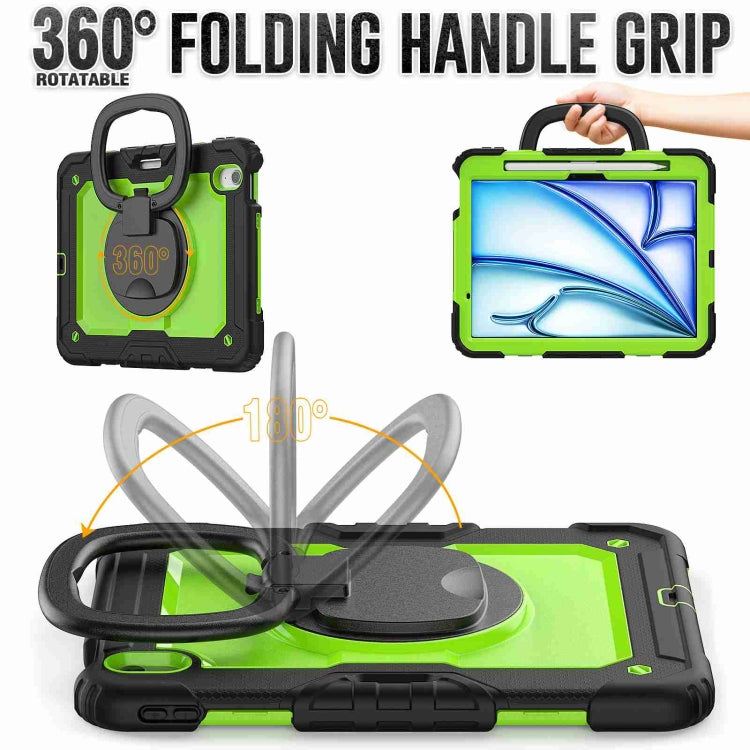 For iPad Air 11 2024 Handle Silicone Hydric PC Tablet Case with Shoulder Strap(Yellow Grenn PC) - iPad Air 11 2024 Cases by PMC TechLife | Online Shopping South Africa | PMC TechLife | Buy Now Pay Later Mobicred