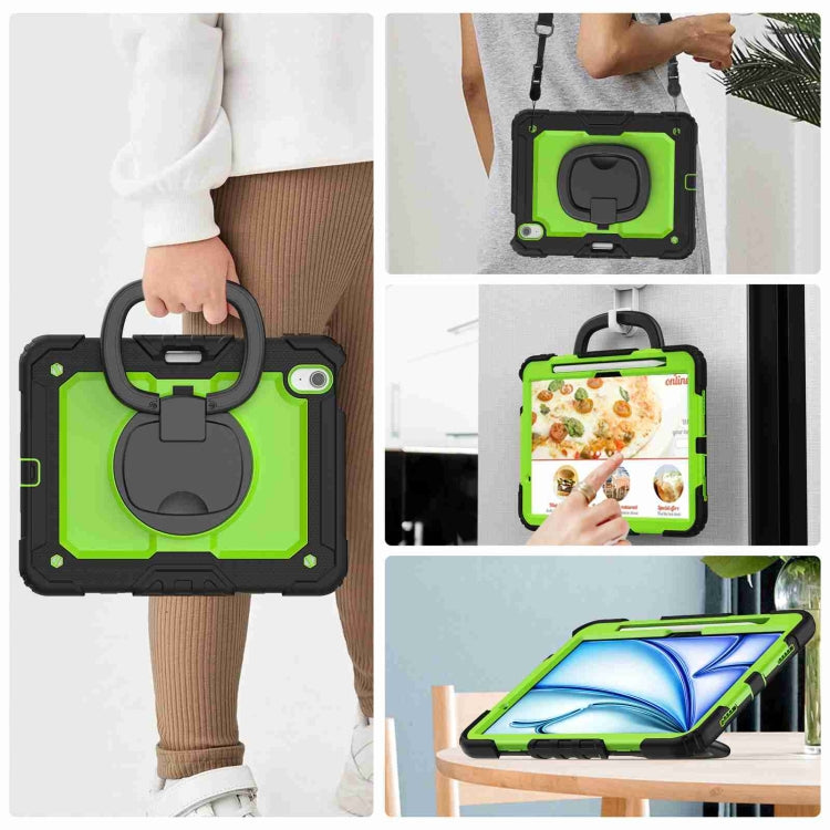 For iPad Air 11 2024 Handle Silicone Hydric PC Tablet Case with Shoulder Strap(Yellow Grenn PC) - iPad Air 11 2024 Cases by PMC TechLife | Online Shopping South Africa | PMC TechLife | Buy Now Pay Later Mobicred