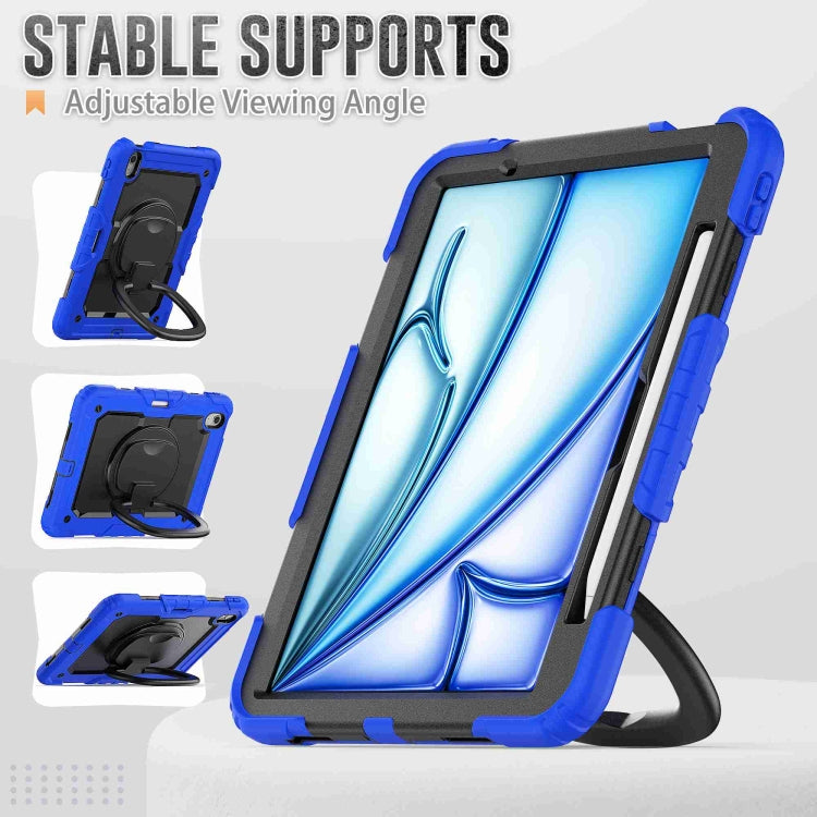 For iPad Air 11 2024 Handle Silicone Hydric PC Tablet Case with Shoulder Strap(Blue) - iPad Air 11 2024 Cases by PMC TechLife | Online Shopping South Africa | PMC TechLife | Buy Now Pay Later Mobicred