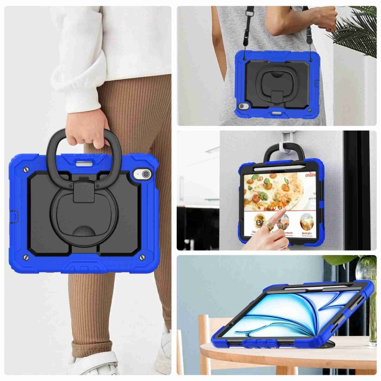For iPad Air 11 2024 Handle Silicone Hydric PC Tablet Case with Shoulder Strap(Blue) - iPad Air 11 2024 Cases by PMC TechLife | Online Shopping South Africa | PMC TechLife | Buy Now Pay Later Mobicred