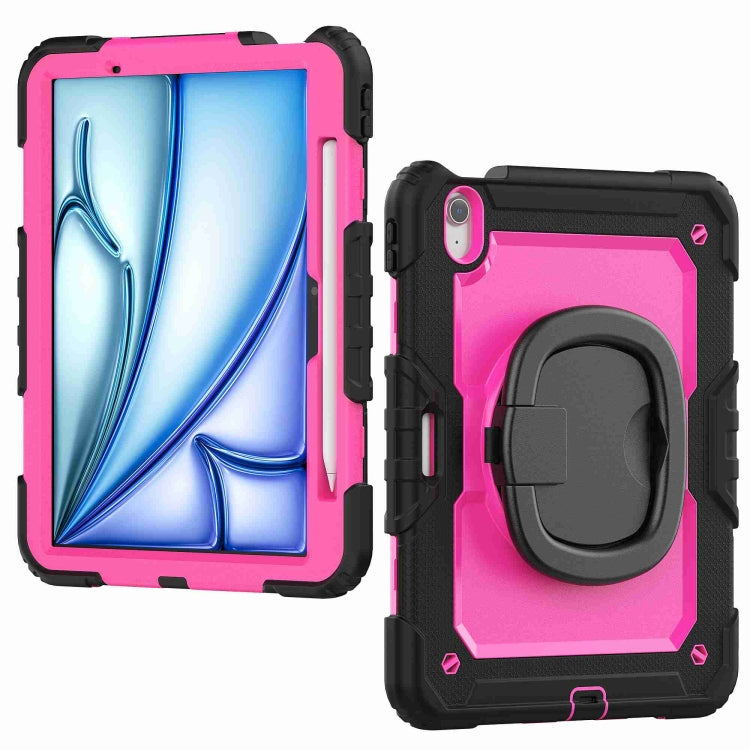 For iPad Air 11 2024 Handle Silicone Hydric PC Tablet Case with Shoulder Strap(Rose Red PC) - iPad Air 11 2024 Cases by PMC TechLife | Online Shopping South Africa | PMC TechLife | Buy Now Pay Later Mobicred