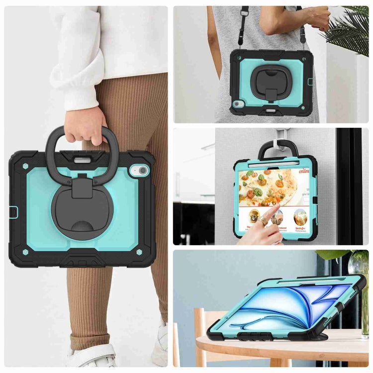 For iPad Air 11 2024 Handle Silicone Hydric PC Tablet Case with Shoulder Strap(Light Blue PC) - iPad Air 11 2024 Cases by PMC TechLife | Online Shopping South Africa | PMC TechLife | Buy Now Pay Later Mobicred