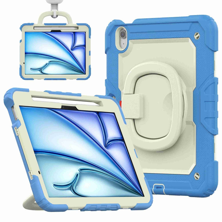 For iPad Air 11 2024 Handle Silicone Hydric PC Tablet Case with Shoulder Strap(Cyan-blue) - iPad Air 11 2024 Cases by PMC TechLife | Online Shopping South Africa | PMC TechLife | Buy Now Pay Later Mobicred