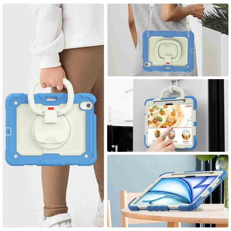 For iPad Air 11 2024 Handle Silicone Hydric PC Tablet Case with Shoulder Strap(Cyan-blue) - iPad Air 11 2024 Cases by PMC TechLife | Online Shopping South Africa | PMC TechLife | Buy Now Pay Later Mobicred