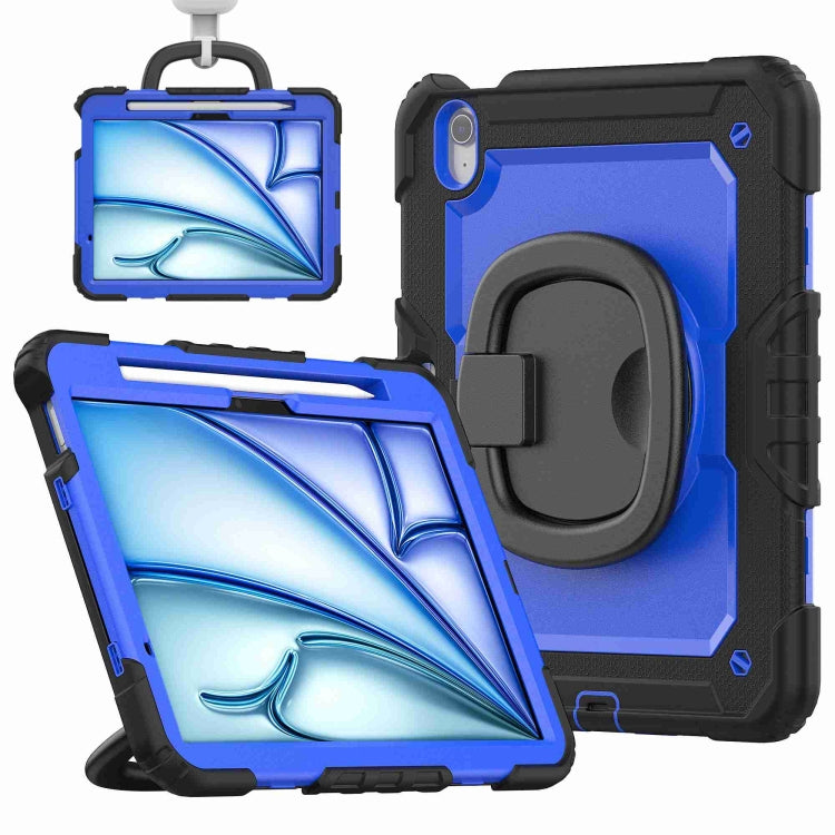 For iPad Air 11 2024 Handle Silicone Hydric PC Tablet Case with Shoulder Strap(Dark Blue PC) - iPad Air 11 2024 Cases by PMC TechLife | Online Shopping South Africa | PMC TechLife | Buy Now Pay Later Mobicred