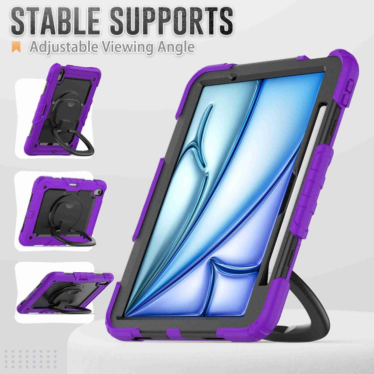 For iPad Air 11 2024 Handle Silicone Hydric PC Tablet Case with Shoulder Strap(Purple) - iPad Air 11 2024 Cases by PMC TechLife | Online Shopping South Africa | PMC TechLife | Buy Now Pay Later Mobicred