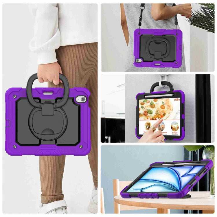 For iPad Air 11 2024 Handle Silicone Hydric PC Tablet Case with Shoulder Strap(Purple) - iPad Air 11 2024 Cases by PMC TechLife | Online Shopping South Africa | PMC TechLife | Buy Now Pay Later Mobicred