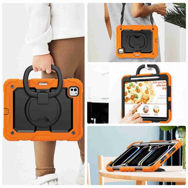 For iPad Pro 11 2024 Handle Silicone Hydric PC Tablet Case with Shoulder Strap(Orange) - iPad Pro 11 2024 Cases by PMC TechLife | Online Shopping South Africa | PMC TechLife | Buy Now Pay Later Mobicred
