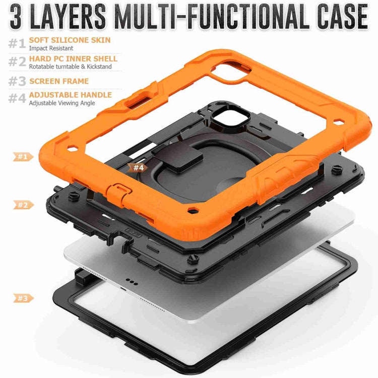 For iPad Pro 11 2024 Handle Silicone Hydric PC Tablet Case with Shoulder Strap(Orange) - iPad Pro 11 2024 Cases by PMC TechLife | Online Shopping South Africa | PMC TechLife | Buy Now Pay Later Mobicred