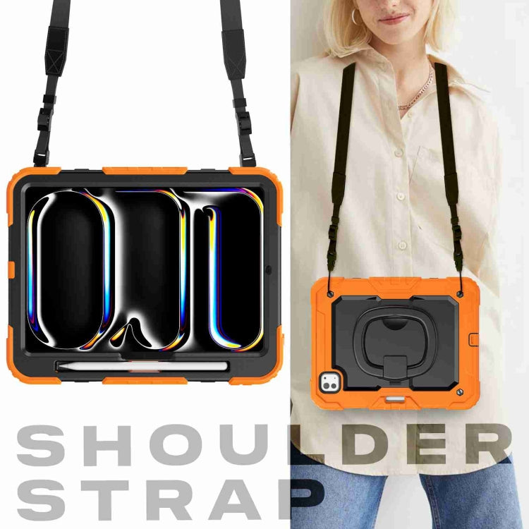 For iPad Pro 11 2024 Handle Silicone Hydric PC Tablet Case with Shoulder Strap(Orange) - iPad Pro 11 2024 Cases by PMC TechLife | Online Shopping South Africa | PMC TechLife | Buy Now Pay Later Mobicred