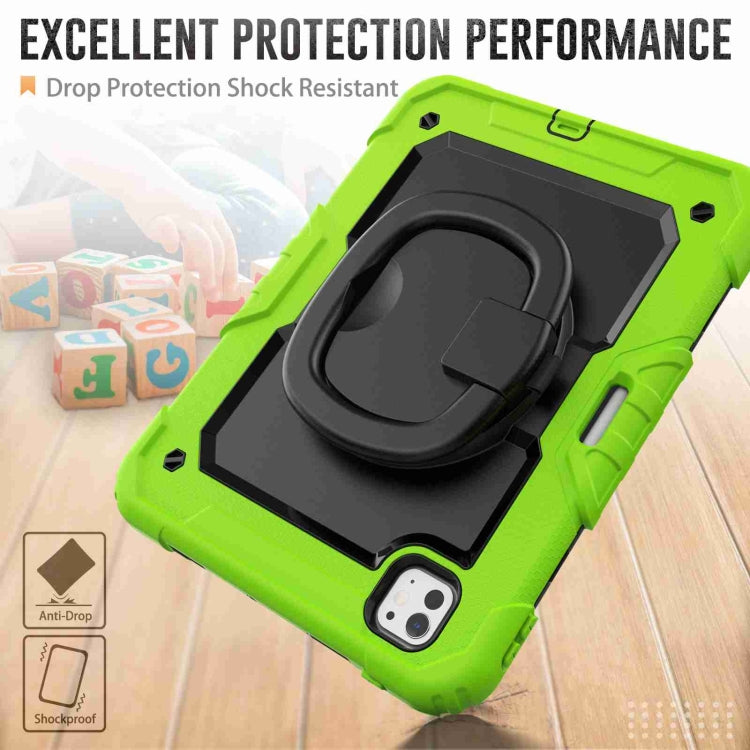 For iPad Pro 11 2024 Handle Silicone Hydric PC Tablet Case with Shoulder Strap(Yellow Green) - free shipping - PMC TechLife - Order now!